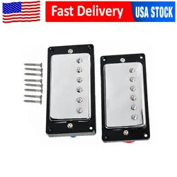 SILVER DOUBLE COIL HUMBUCKER PICKUP NECK BRIDGE FOR GIBSON LP SG BRASS BASS USA