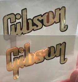 2 GOLD FOIL  GIBSON DECAL  HEADSTOCK LOGOS, LASER-CUT GOLD FOIL DECALS