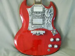 CUSTOM SOLID METAL SKULL PICKGUARD FITS GIBSON SG STANDARD GUITAR , HAND MADE!!