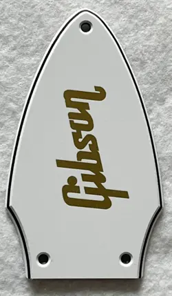 FITS GIBSON FLYING V TRUSS ROD COVER GOLD LOGO GUITAR PICKGUARD,3 PLY WHITE