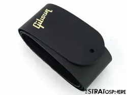 GIBSON BLACK LEATHER GUITAR STRAP FOR SG MODERN, GOLD LOGO.