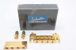 NOS VINTAGE SCHALLER GOLD 462 BASS BRIDGE FOR GIBSON MADE IN GERMANY W/ STUDS