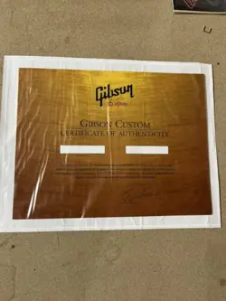GIBSON CUSTOM SHOP GOLD CERTIFICATE COA CASE CANDY LES PAUL SG EXPLORER FLYING