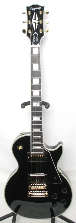 EPIPHONE INSPIRED BY GIBSON CUSTOM LES PAUL CUSTOM GUITAR EBONY WITH CASE