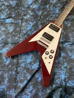 GIBSON FLYING V APPLE DARK RED COLOR MODEL 998 ELECTRIC GUITAR WITH HARD CASE