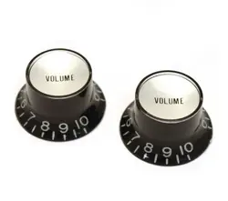 PK-0184-023 REFLECTOR VOLUME KNOBS BLACK/SILVER FOR USA GIBSON® GUITAR