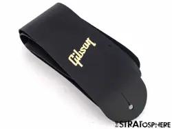 GIBSON BLACK LEATHER GUITAR STRAP SG STANDARD MODEL GOLD LOGO