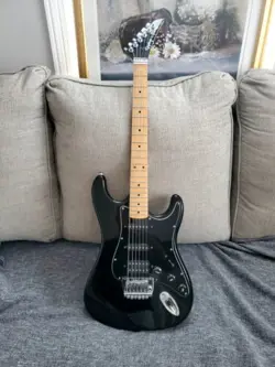 1996 EPIPHONE BY GIBSON STRATOCASTER - BLACK SPARKLE W/ FLOYD ROSE