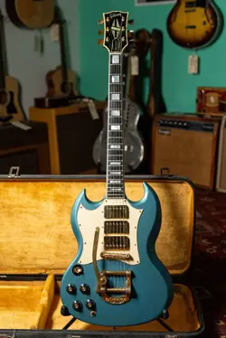 1968 GIBSON SG CUSTOM PELHAM BLUE FACTORY BIGSBY LEFT-HANDED 1 OF 2 EVER MADE