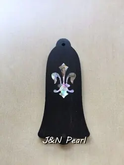 ABALONE FLEUR DE LIS INLAID EBONY BELL TRUSS ROD COVER FOR GIBSON BANJO MANDOLIN