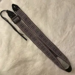 VINTAGE 70'S GIBSON ACE GUITAR STRAP WOVEN HIPPIE STRAP LEATHER BUCKLE