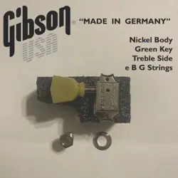 MADE IN GERMANY- SINGLE GIBSON DELUXE TUNER TREBLE SIDE NICKEL/GREEN KEY