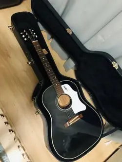 ACOUSTIC GUITAR GIBSON CUSTOM SHOP J-45 ADJ EBONY BLACK 2016 MADE WITH HARD CASE