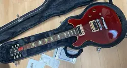 ELECTRIC GUITAR GIBSON LES PAUL DC RED TRAPEZOID INLAY WITH HARD CASE
