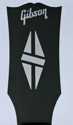 2 GIBSON  HEADSTOCK LOGOS  & 1  SPLIT DIAMOND,  SILVER DIE-CUT VINYL - OEM SIZE