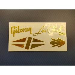 2PCS GIBSON GUITAR BASS NECK HEAD HEADSTOCK SELF-ADHESIVE METAL STICKER GOLDENV