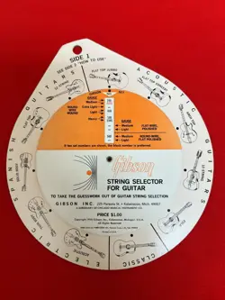 VINTAGE GIBSON STRING SELECTOR FOR GUITARS  NOS FROM THE 70'S