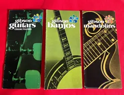VINTAGE THREE GIBSON GUITAR CATALOGS, CLASSIC MODELS, BANJOS & MANDOLINS  70'S