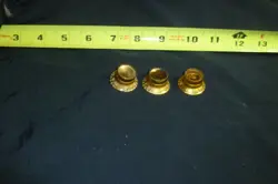3 VINTAGE 1960S GIBSON GOLD CHROME DOME - BONNET REFLECTOR KNOBS - ITEM KA