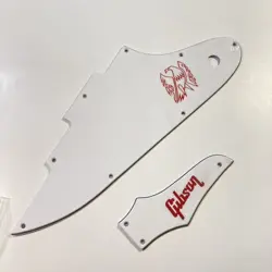 WHITE 3 PLY PICKGUARD/TRUSS COVER SET FOR GIBSON FIREBIRD STUDIO T   RED DECALS