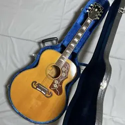GIBSON J-200 FOLK TYPE NATURAL 1992 ELECTRIC ACOUSTIC GUITAR USED W/ HARD CASE
