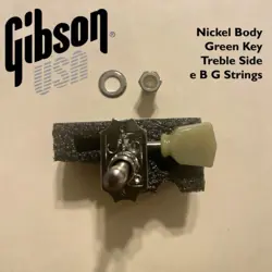 SINGLE GIBSON DELUXE TUNER TREBLE SIDE NICKEL/GREEN KEY