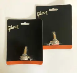 2 GIBSON LES PAUL POTENTIOMETERS 500K AUDIO TAPER LONG SHAFT PPAT-500 R9 R8 SG