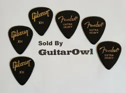 FENDER GIBSON EXTRA HEAVY 351 GUITAR PICKS  BLACK