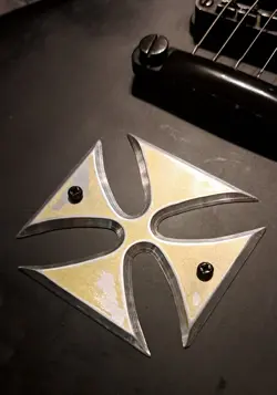METALLICA HETFIELD STYLE IRON CROSS FOR GIBSON LES PAUL GUITAR/ MADE OF ALUMINUM