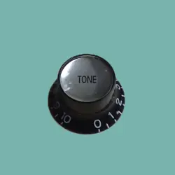 GIBSON ACCESSORIES TOP HAT KNOB  - BLACK WITH SILVER METAL INSERT RELICED AGED
