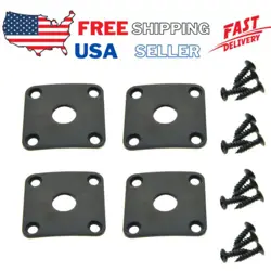 4XBLACK CURVED GUITAR SOCKET COVER METAL JACK PLATE SCREWS FOR GIBSON LES PAUL