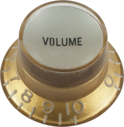 CE TOP HAT VOLUME CONTROL KNOB, GIBSON STYLE, SILVER CAP, GOLD, SINGLE