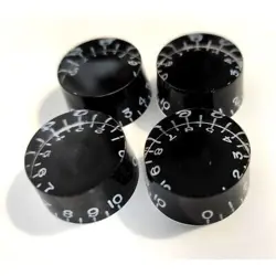 4 GIBSON LP SG VINTAGE-STYLE SPEED KNOBS BLACK METRIC 18 SPLINES NOT ENGRAVED