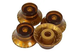 BELL SHAPED KNOBS AMBER EMBOSSED NUMBERS FOR GIBSON LES PAUL 4PK