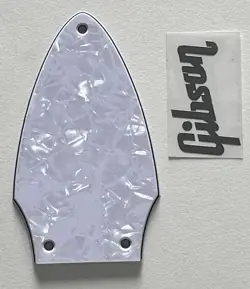 WHITE PEARL PICKGUARD FIT GIBSON FLYING V TRUSS ROD COVER SILVER DECAL GUITAR