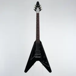 GIBSON FLYING V MOD EBONY ELECTRIC GUITAR, SINGLE HUMBUCKER, CUSTOM PICKGUARD