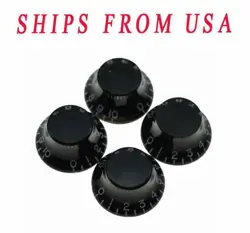 KAISH GUITAR BELL KNOBS 24 FINE SPLINES TOP HAT KNOBS FOR GIBSON LP BLACK