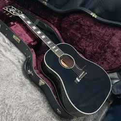ACOUSTIC GUITAR GIBSON CUSTOM SHOP J-45 CUSTOM EBONY BLACK WITH HARD CASE