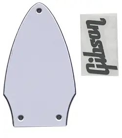 NEW WHITE GUITAR PICKGUARD FOR GIBSON FLYING V TRUSS ROD COVER SILVER DECAL