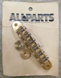ALLPARTS GIBSON STYLE CURVED TUNE-O-MATIC BRIDGE - GOLD - GB542