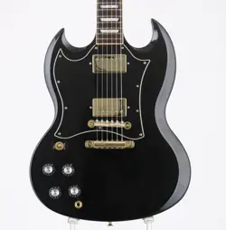 GIBSON SG-STD LH MODIFIED EBONY USED LEFT-HANDED MAHOGANY BODY W/HARD CASE
