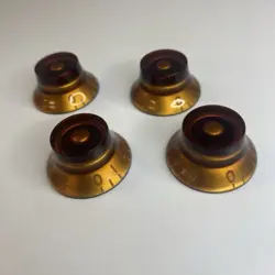 GUITAR GIBSON LP STYLE AMBER TOP HAT BELL KNOBS SET OF 4