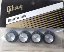 GIBSON® BLACK SILVER REFLECTOR KNOB SET / LES PAUL / GENUINE 