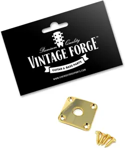 GOLD METAL JACK PLATE COMPATIBLE WITH GIBSON LES PAUL GUITAR SQUARE CURVED WI...