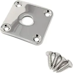 NICKEL METAL JACK PLATE COMPATIBLE WITH GIBSON LES PAUL GUITAR SQUARE CURVED WIT