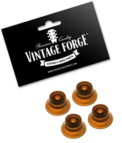 AMBER LEFT HAND (LEFTY) TOP HAT BELL KNOBS FOR GIBSON LES PAUL GUITAR (4) NEW