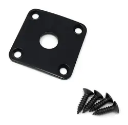 BLACK METAL JACK PLATE COMPATIBLE WITH GIBSON LES PAUL GUITAR SQUARE CURVED W...