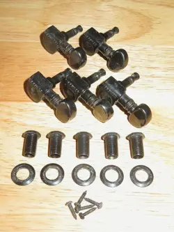 GIBSON 1985 USA GROVER BLACK INLINE TUNERS W/ MINI CRESCENT KEYS