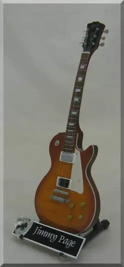 JIMMY PAGE MINIATURE GUITAR GIBSON LES PAUL LED ZEPPELIN W/ GUITAR PICK