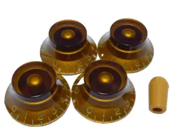 MADE IN JAPAN TOP HAT KNOBS FOR GIBSON LESPAUL EMBOSSED AMBER INCH SET